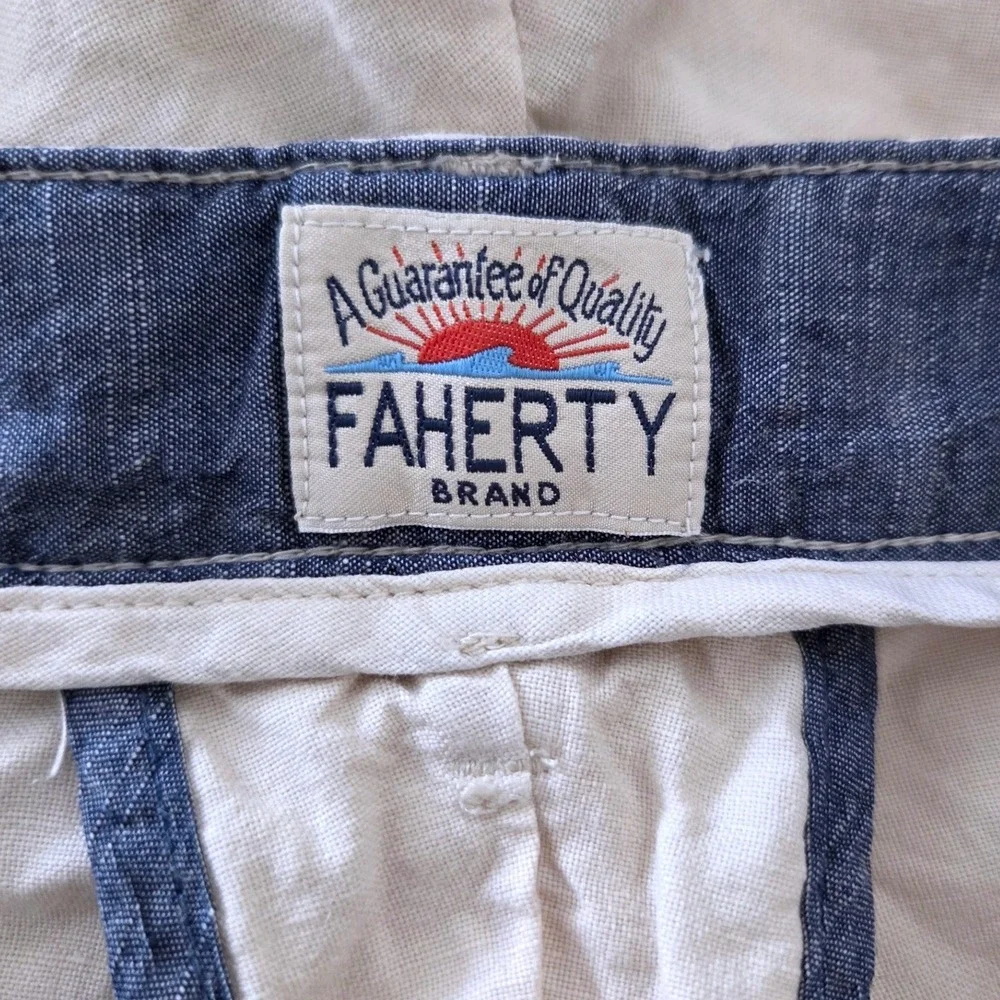 Faherty Malibu Linen Cotton Chino Shorts Stone Beige Mens 36